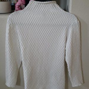 French Connection, Mock Turtleneck, Textured, White, Light Sweater, Size Large